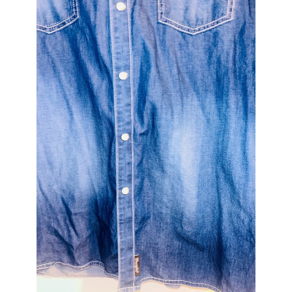Wrangler Blue Denim Jacket Vintage Denim Pearl Snap Long Sleeve Top Men’s XXL - Picture 4 of 4